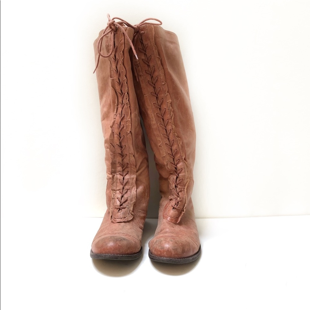 Anthropologie brown leather knee boots